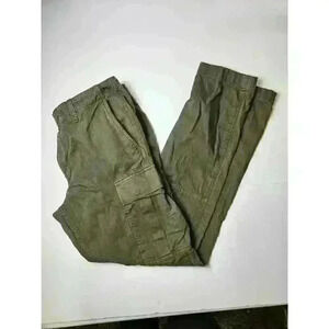 J Crew Slim Fit Stretch Cargo Olive Green 34x32 Button Pockets